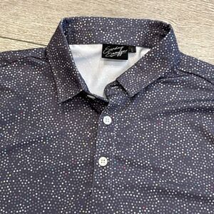 Sunday Swagger Golf Polo Shirt Mens Large Black Geometric Dots AOP Pattern